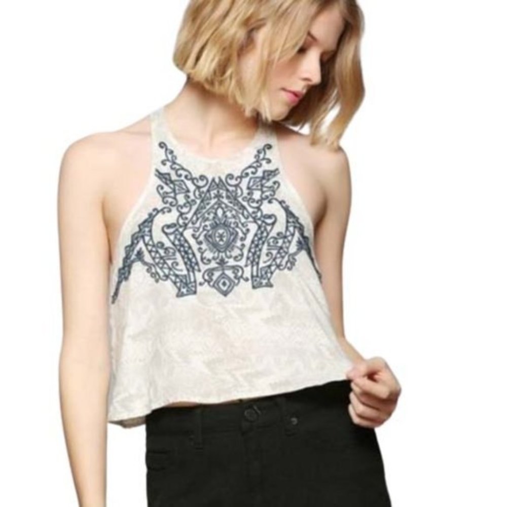 Urban Outfitters Racerback Embroidered Crop Top